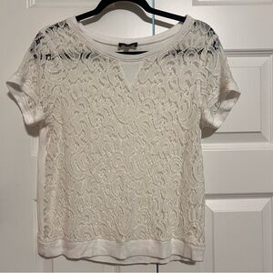 The Limited White Lace Short Sleeve Top